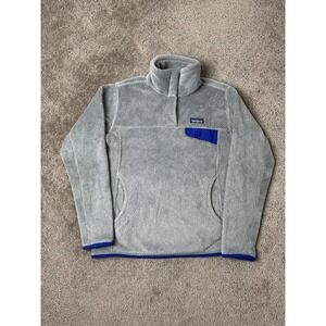 Womens Sweatshirt Y2K Patagonia Snap-T Fleece Gray Sweater Mock Neck, Size M